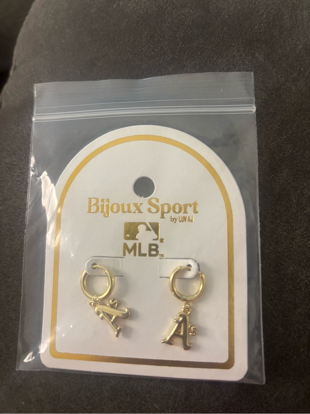 Bijoux Sport MLB Oakland A's Gold Hoop Drop Earrings